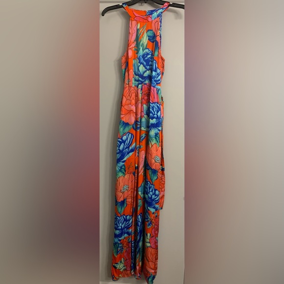 Farm Rio x Anthropologie Floral Printed Halter Wide Leg Jumpsuit size XS - Picture 14 of 15